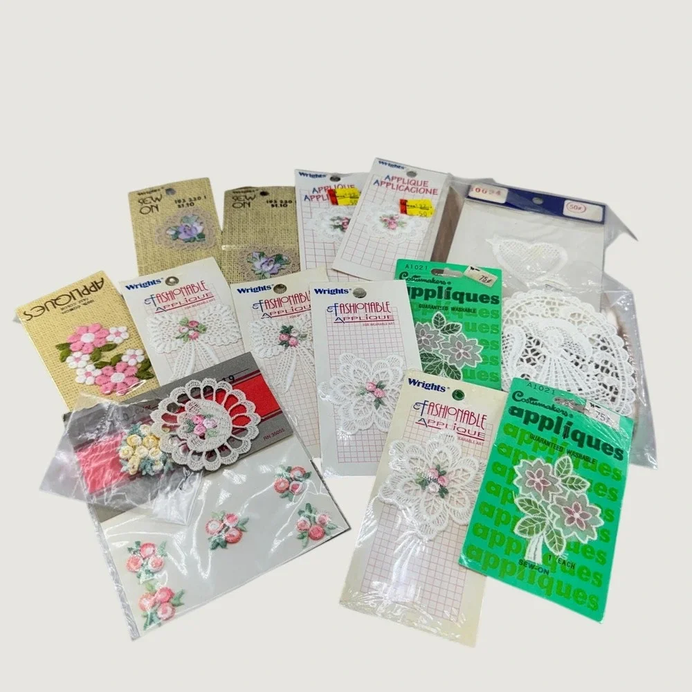 Wrights Costumakers Vintage Floral Lace Sew On Applique Lot OS‎ Multicolor Mixed